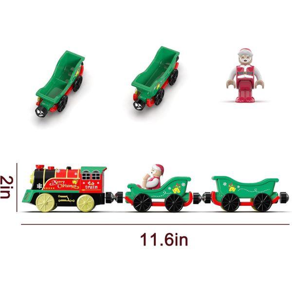 Christmas Train Set for Toddlers, Battery-Powered Electric Toy Train with Music & Lights, Motorized Train for Wooden Tracks, Compatible with Brio & Thomas & Friends, Holiday Gift for Kids