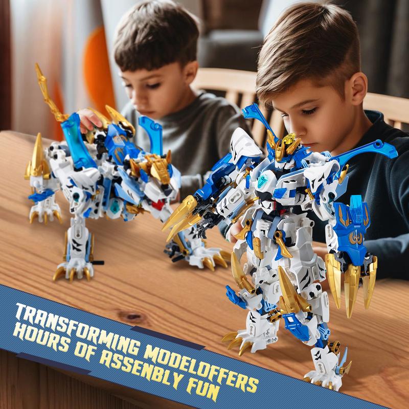 Building Blocks Toys-2in1 Transforming Robot Toy Building Set with White Tiger Mecha Collectible Toys Gift for Adults Kids Boys Ages 8 9 10+(515 PCS )