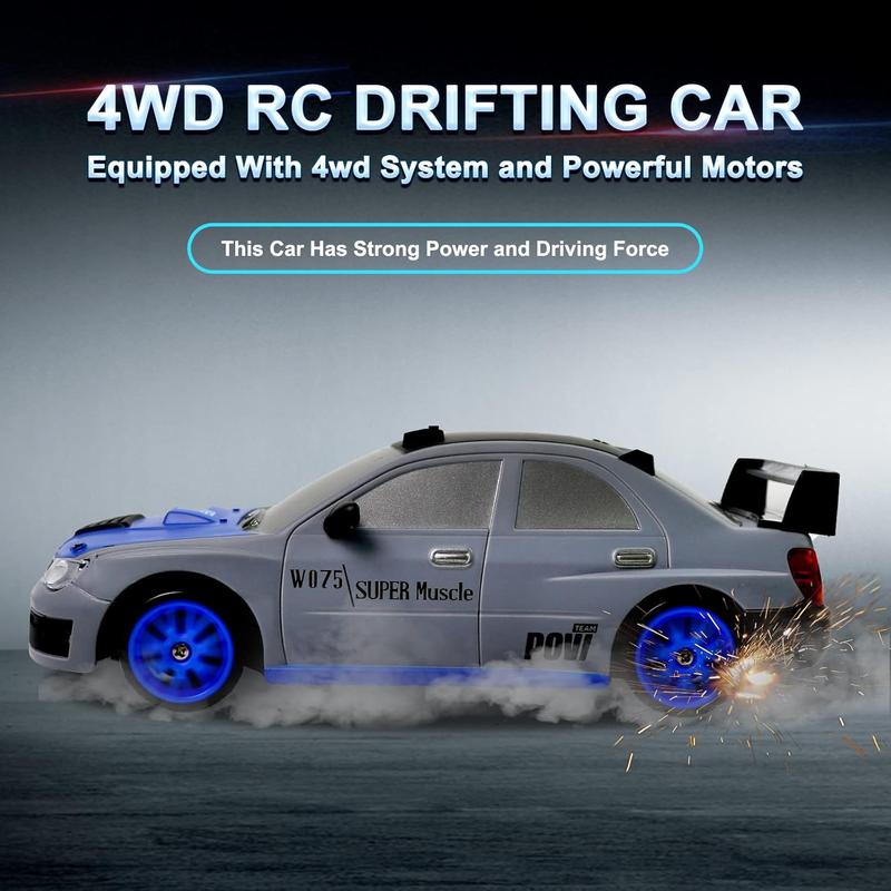 Remote Control Car RC Drift Car 2.4GHz 1:24 Scale 4WD 15KM H High Speed Model Vehicle with LED Lights Drifting Tire Racing Sport Toy Car for Adults Boys Girls Kids Gift 2Pcs Rechargeable Batteries