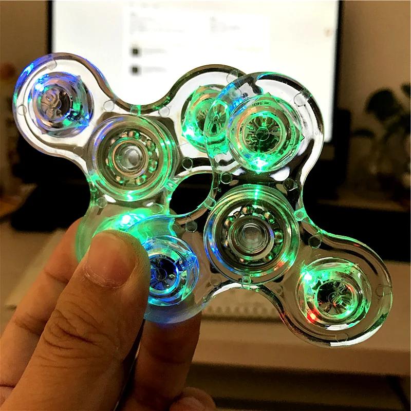 2024 HOT Luminous LED light Fidget Spinner Hand Top Spinners Glow in Dark Light EDC Figet Spiner Finger Stress Relief Toys