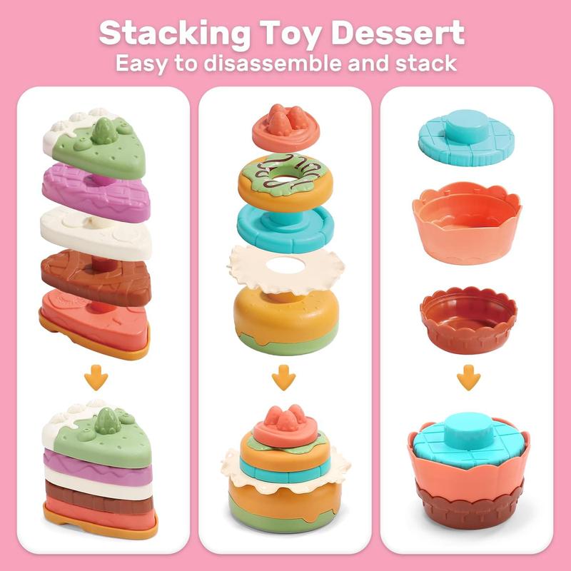 CUTE STONE Toy Tea Set , 42 PCS Tea Party Set for Girls s, Toy Waffle Maker with Light & Music, Including Dessert Cake, Teapot, Play Food for Kitchen Set, Gift for Birthday Christmas play kitchen kitchentools