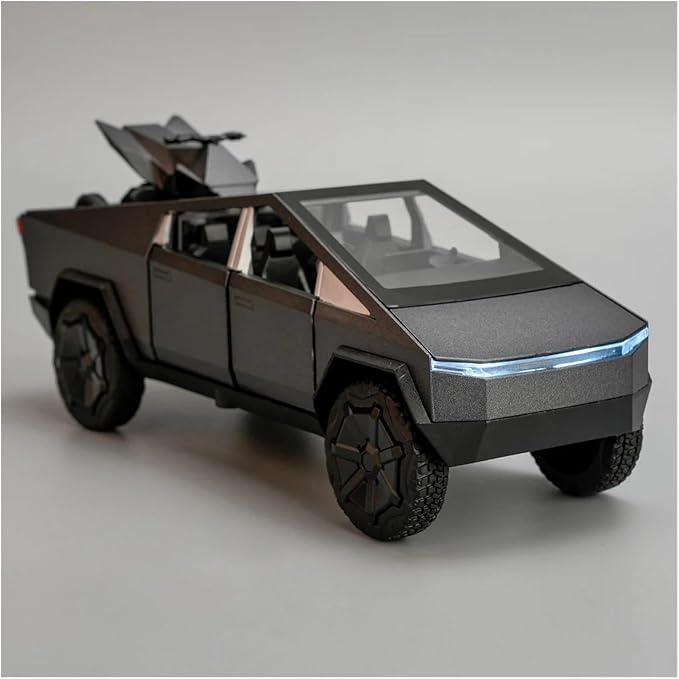 Tesla Cybertruck 1:32 Toy Pickup and a small motocross bike, the Cyberquad – Realistic Model with Flashing Lights, Motor Sound, Perfect for Kids & Collectors