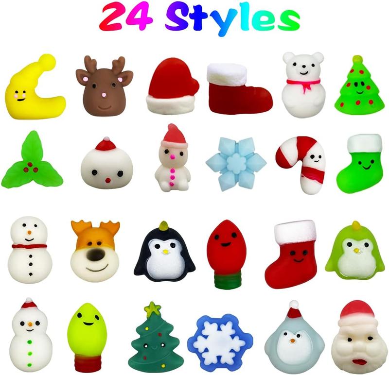 48 count Christmas Mochi Squishy Toys Squishies Christmas Toys for Kids Girls Boys Toddlers Christmas Party Favors Stocking Stuffers Gifts