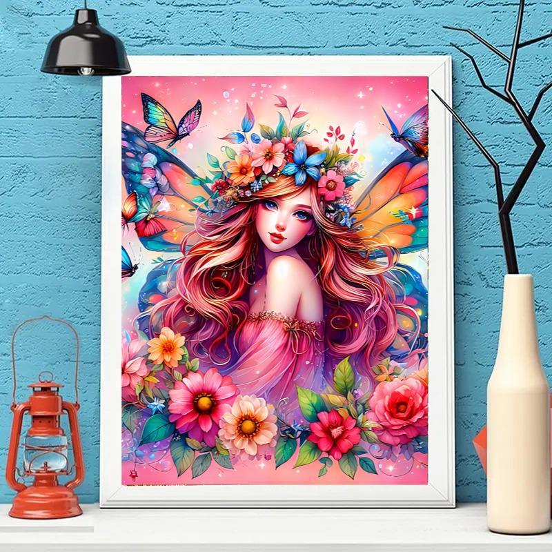 Fairy Pattern DIY Diamond Arts Colorful Painting Kit without Frame, DIY Decorative Art Picture for Beginner, DIY Home Decor, Summer Gift