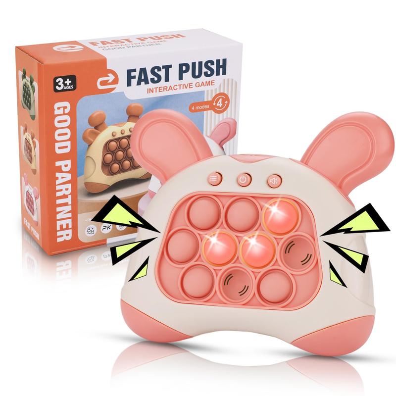 Fast Push Game, Bunny Ear Handheld Speed Push Bubble Game Console, Light up Pop Game Sensory Fidget Toys for Kids,  Sensory Toys,Birthday Easter Toy for Boys Girls Adults