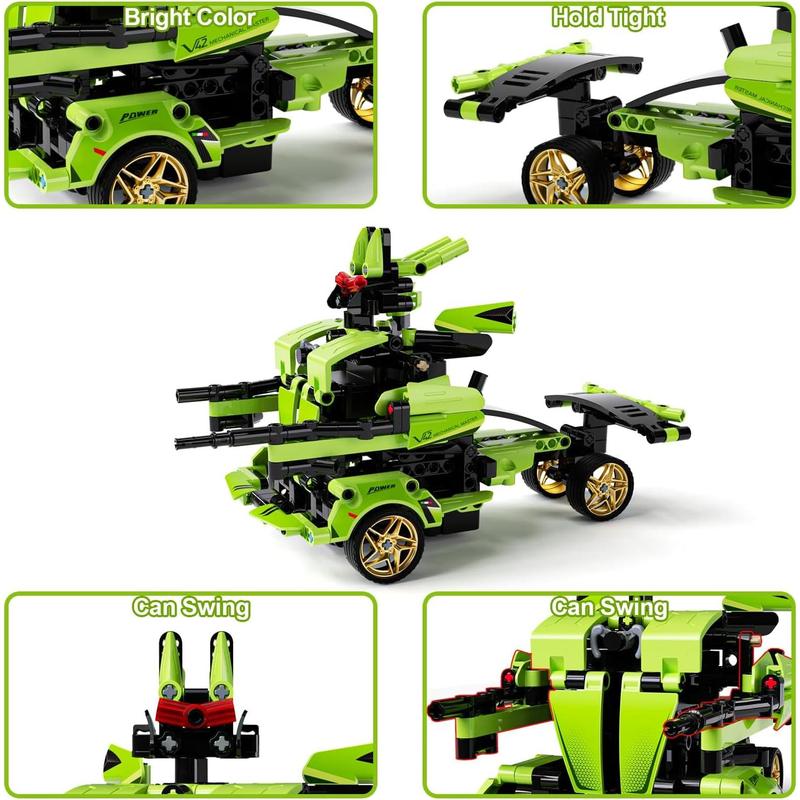 App-Controlled Robot STEM Building Kit - 461 count Educational Blocks for Kids, Remote Control Car Toy Set for Boys & Girls (Green)