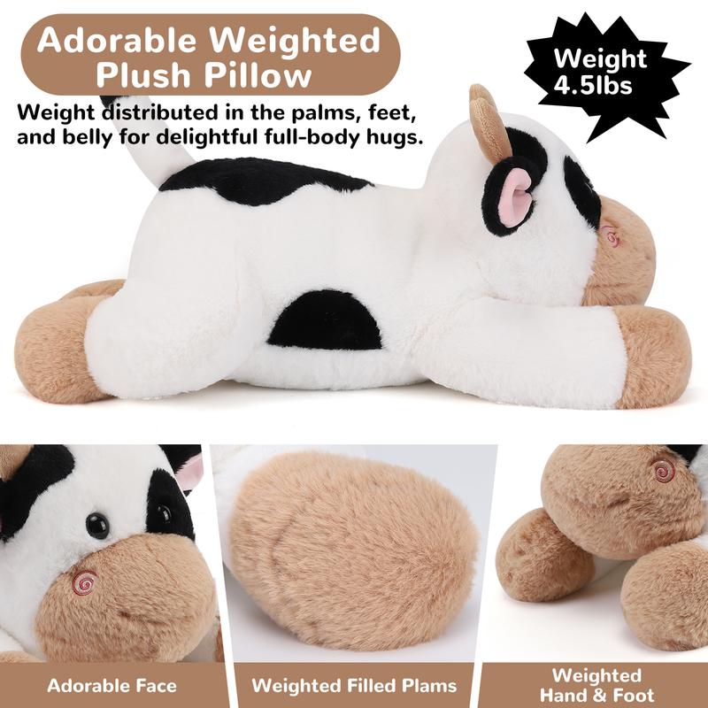 meowtastic Cow Weighted Stuffed Animals-1.0 4.5 6.0 Pounds Weighted Plush Cow Stuffed Animals - Big Stuffed Cow Weighted Plush Pillow - Cute Plush Toys Gifts for Kids & Adults