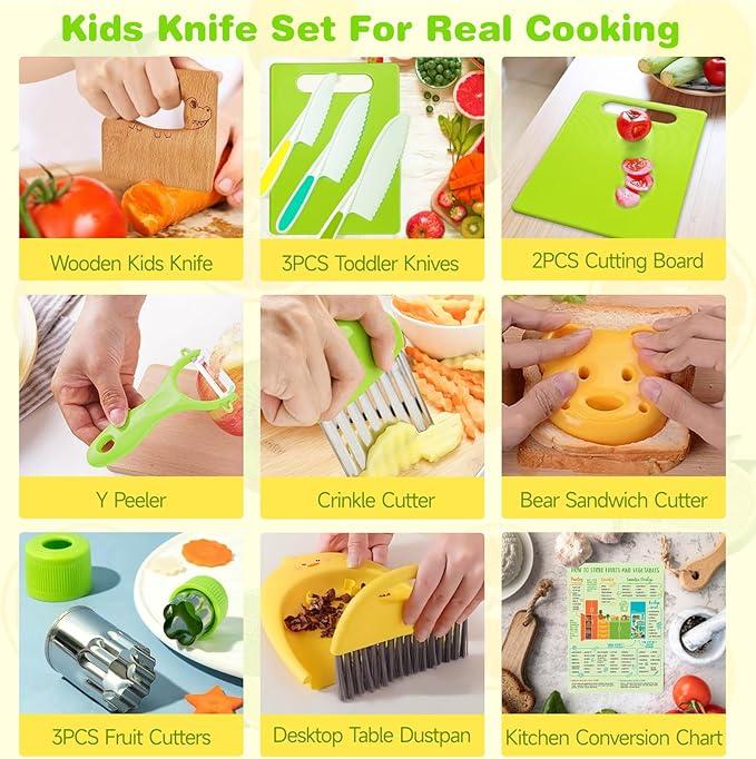 [Black Friday]Child's Cooking Set Toy-13 17 28 set Safe Design PlasticKnife & Peeler & Cutter & Cutting Board,Kitchen Accessories Safe Cooking toy Set,Kitchen Tools Toy For Cooking Set Cooking With Plastic Cutting BoardKitchen Stuff,FosterSkills & Fun