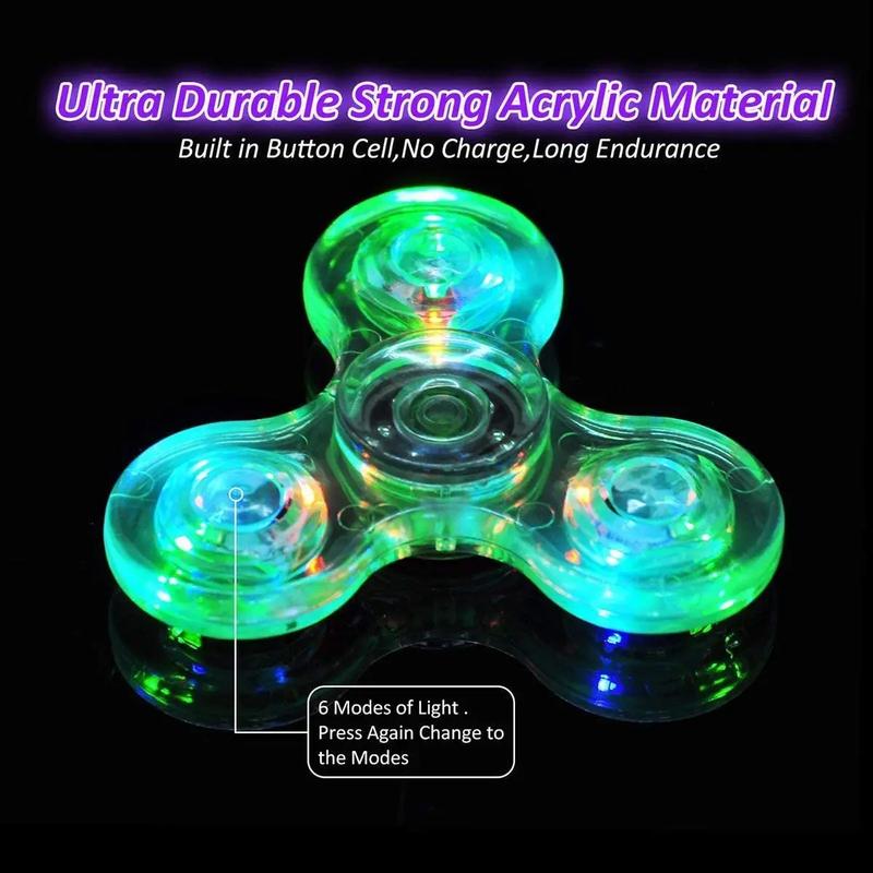 2024 HOT Luminous LED light Fidget Spinner Hand Top Spinners Glow in Dark Light EDC Figet Spiner Finger Stress Relief Toys