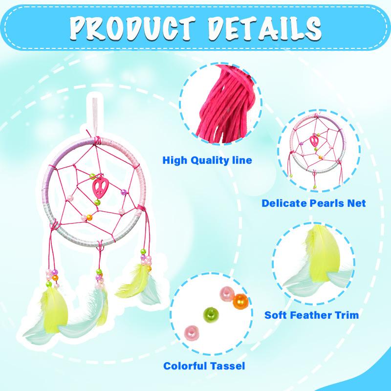 DIY Dream Catcher Kit for Kids, Make Your Own Dreamcatcher Craft Set with Feathers & Beads, Arts and Crafts Activities Gift for Girls Boys Age 6-12