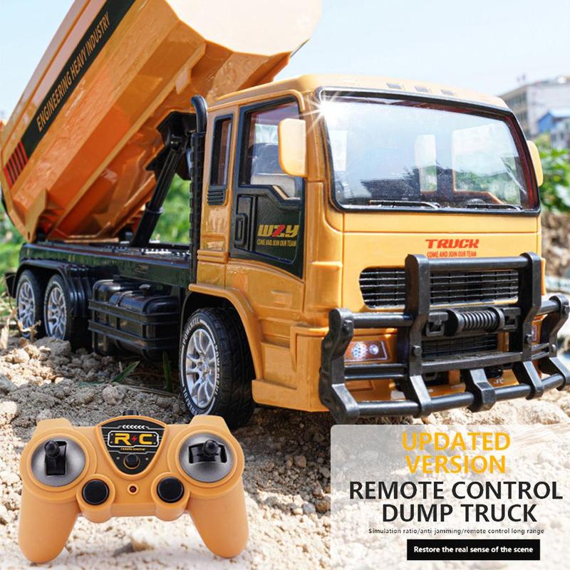 Remote Control Dump Truck Toy (1 Set), Simulation Engineering Carrier Dump Truck Electric Toy Car with Remote Controller, Parent-child Interactive Toy Built-in LED Lighting Effect for Children