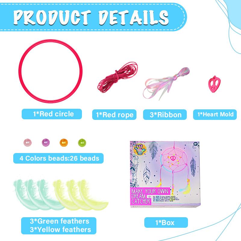 DIY Dream Catcher Kit for Kids, Make Your Own Dreamcatcher Craft Set with Feathers & Beads, Arts and Crafts Activities Gift for Girls Boys Age 6-12