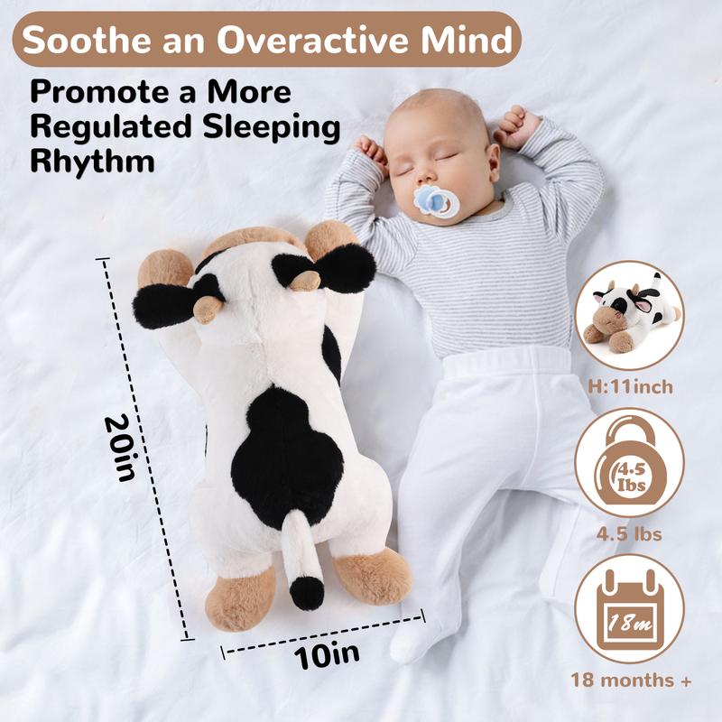 meowtastic Cow Weighted Stuffed Animals-1.0 4.5 6.0 Pounds Weighted Plush Cow Stuffed Animals - Big Stuffed Cow Weighted Plush Pillow - Cute Plush Toys Gifts for Kids & Adults