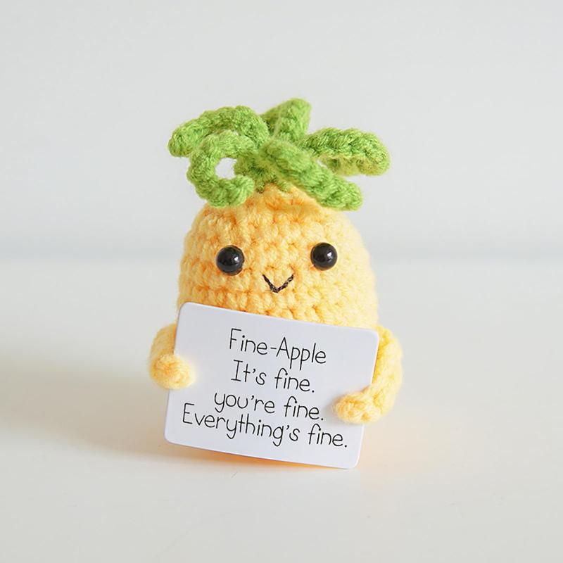 3-Pack Emotional Support Pickle,Potato Toy with Positive Potato Card,Birthday Gifts for Women,Gifts for Men, Pineapple,Gift,Creative Cute Crochet Doll,Cute Stuff,Office Decor