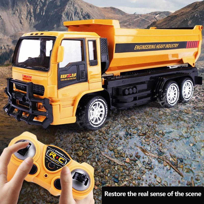 Remote Control Dump Truck Toy (1 Set), Simulation Engineering Carrier Dump Truck Electric Toy Car with Remote Controller, Parent-child Interactive Toy Built-in LED Lighting Effect for Children