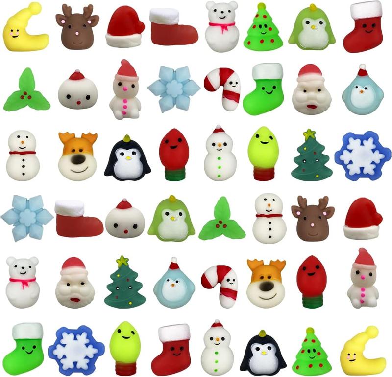 48 count Christmas Mochi Squishy Toys Squishies Christmas Toys for Kids Girls Boys Toddlers Christmas Party Favors Stocking Stuffers Gifts