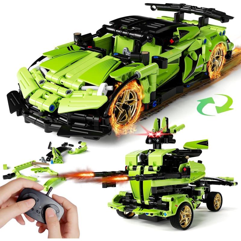 App-Controlled Robot STEM Building Kit - 461 count Educational Blocks for Kids, Remote Control Car Toy Set for Boys & Girls (Green)