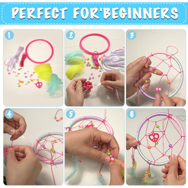 DIY Dream Catcher Kit for Kids, Make Your Own Dreamcatcher Craft Set with Feathers & Beads, Arts and Crafts Activities Gift for Girls Boys Age 6-12