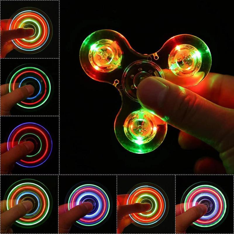 2024 HOT Luminous LED light Fidget Spinner Hand Top Spinners Glow in Dark Light EDC Figet Spiner Finger Stress Relief Toys