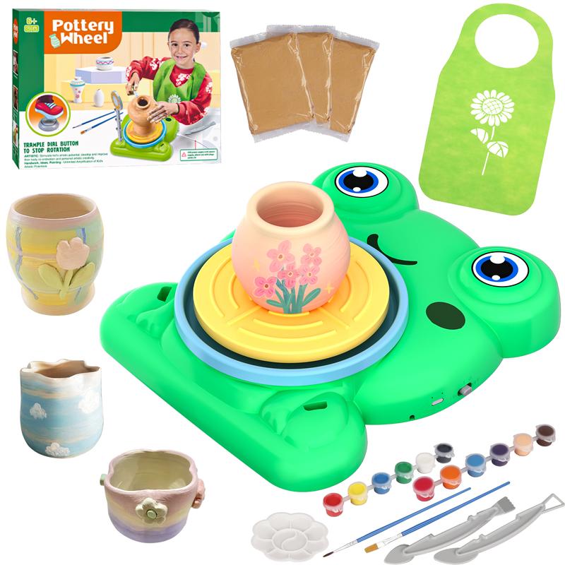 Pottery Wheel for Kids - Complete Pottery Painting Kit Arts and Crafts for Kids Ages 8-12 with Clay, Sculpting Tools, Art Supplies for Kids Toys Girls Boy Birthday Gift for 6 7 8 9 10 11 12+