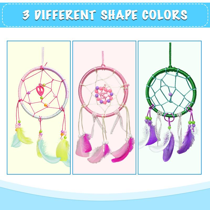 DIY Dream Catcher Kit for Kids, Make Your Own Dreamcatcher Craft Set with Feathers & Beads, Arts and Crafts Activities Gift for Girls Boys Age 6-12