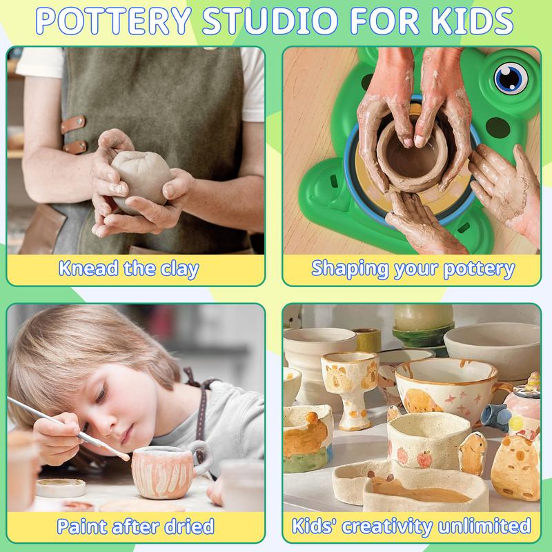 Pottery Wheel for Kids - Complete Pottery Painting Kit Arts and Crafts for Kids Ages 8-12 with Clay, Sculpting Tools, Art Supplies for Kids Toys Girls Boy Birthday Gift for 6 7 8 9 10 11 12+