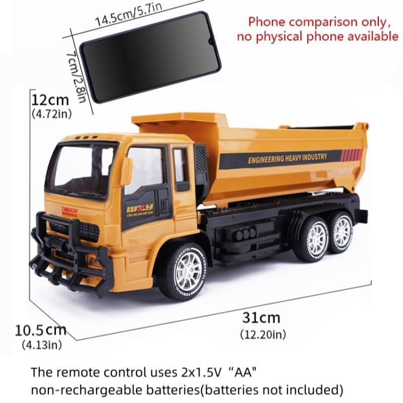 Remote Control Dump Truck Toy (1 Set), Simulation Engineering Carrier Dump Truck Electric Toy Car with Remote Controller, Parent-child Interactive Toy Built-in LED Lighting Effect for Children