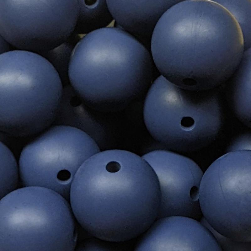 15mm Round Silicone Beads ~ Astronaut Blue ~ For Making Wristlets, Pens, Keychains, Bag Tags and More