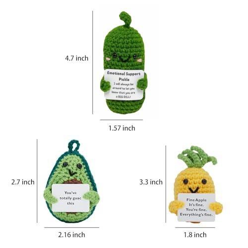 3-Pack Emotional Support Pickle,Potato Toy with Positive Potato Card,Birthday Gifts for Women,Gifts for Men, Pineapple,Gift,Creative Cute Crochet Doll,Cute Stuff,Office Decor