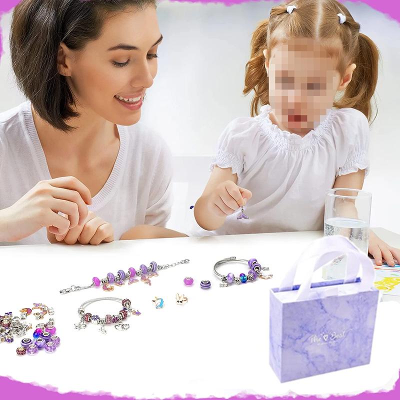 Arts and Crafts Kit - 3Pcs Bracelets,3Pcs Necklaces and 2Pcs Rings for Kids, Beads Bracelets Jewelry Making Kit for Girls