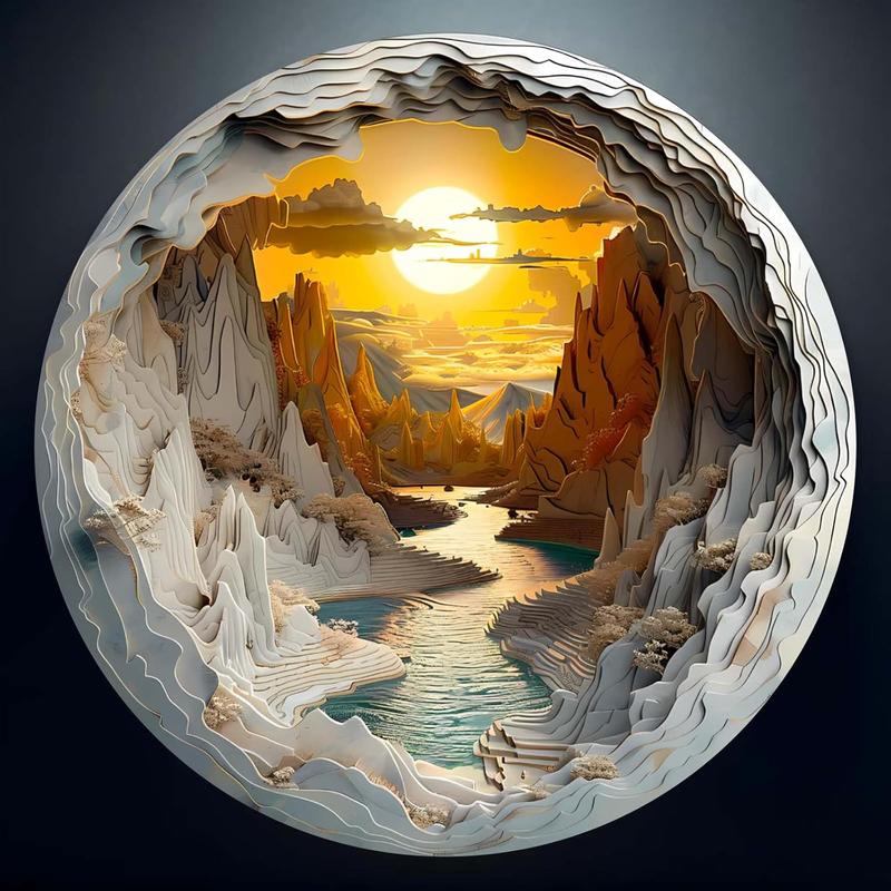 Wooden Puzzle for Adults-3D Vision Effect Wooden Puzzle Unique Shape Advanced Cave Wooden Jigsaw Puzzle for Adult, Wood Puzzles,Challenge Wooden Jigsaw Puzzle (L-13.4 * 13.4in -300pcs)