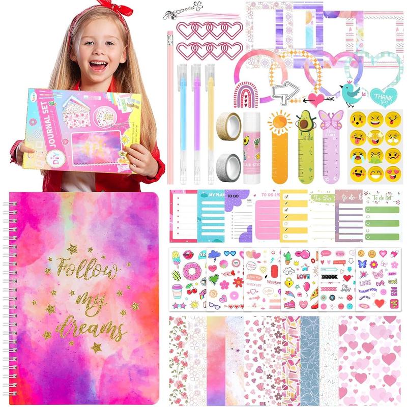 DIY Journal Kit For Girls, 50+Pcs Journal Set For Teenage Girls And Scrapbook & Diary Supplies Set, Teen Girl Gifts Trendy Stuff, Birthday Gifts Ideas For 8-14 Years And Up