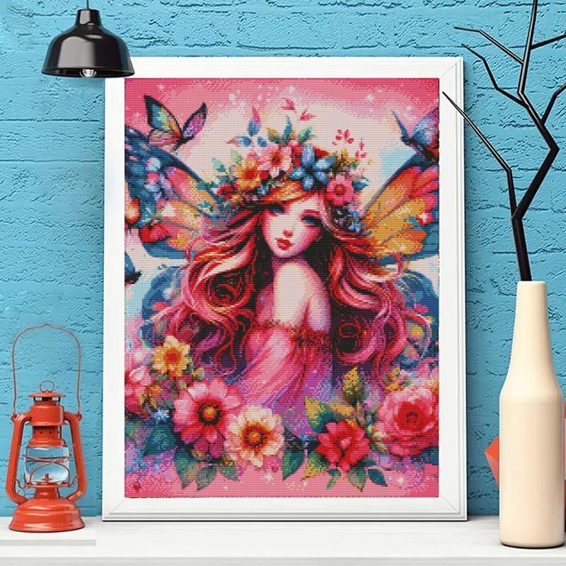 Fairy Pattern DIY Diamond Arts Colorful Painting Kit without Frame, DIY Decorative Art Picture for Beginner, DIY Home Decor, Summer Gift