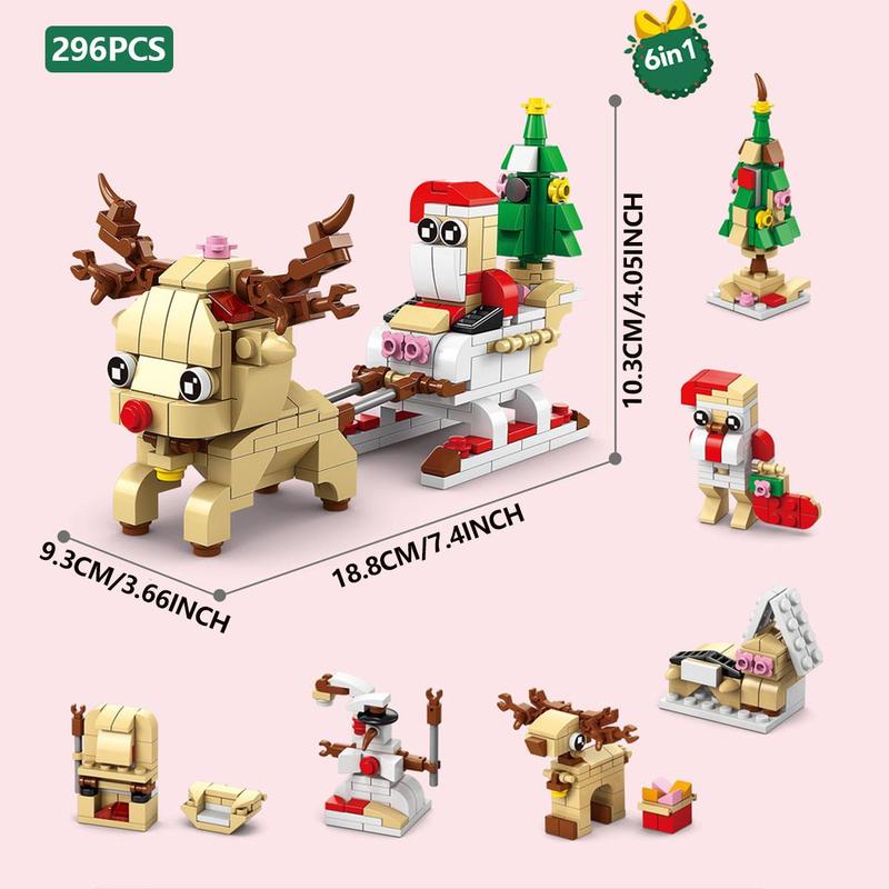 Festival Themed Building Blocks, 1 Box 6 in 1 Desktop DIY Decorative Building Blocks, Home Decoration Series Building Toys, Gift for Kids