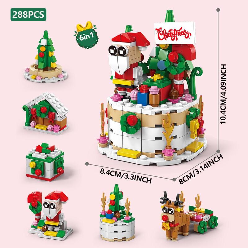 Festival Themed Building Blocks, 1 Box 6 in 1 Desktop DIY Decorative Building Blocks, Home Decoration Series Building Toys, Gift for Kids