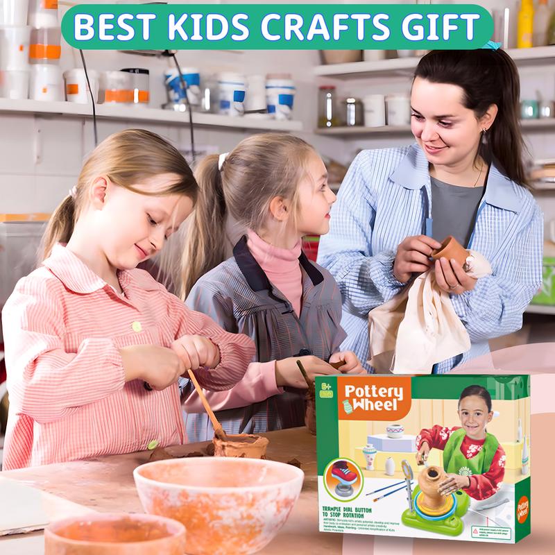 Pottery Wheel for Kids - Complete Pottery Painting Kit Arts and Crafts for Kids Ages 8-12 with Clay, Sculpting Tools, Art Supplies for Kids Toys Girls Boy Birthday Gift for 6 7 8 9 10 11 12+