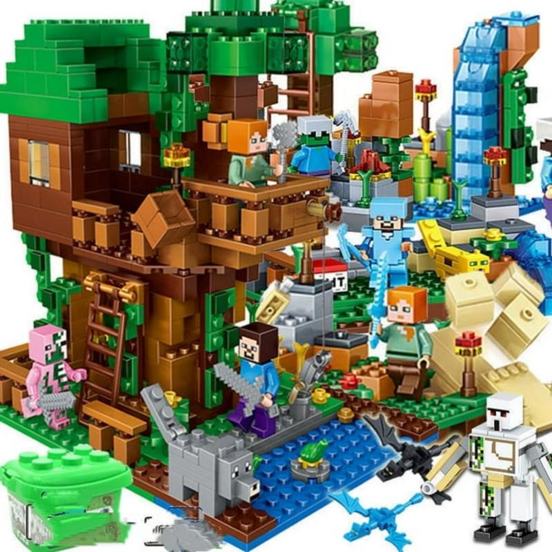 Building blocks Toys Minecraft Mechanism Cave Elevating Version i Minecraft Brick Construction Toy , Castle and Farm Building Set, Great Gift for Minecraft Players Aged 8 and up (680 Pieces)