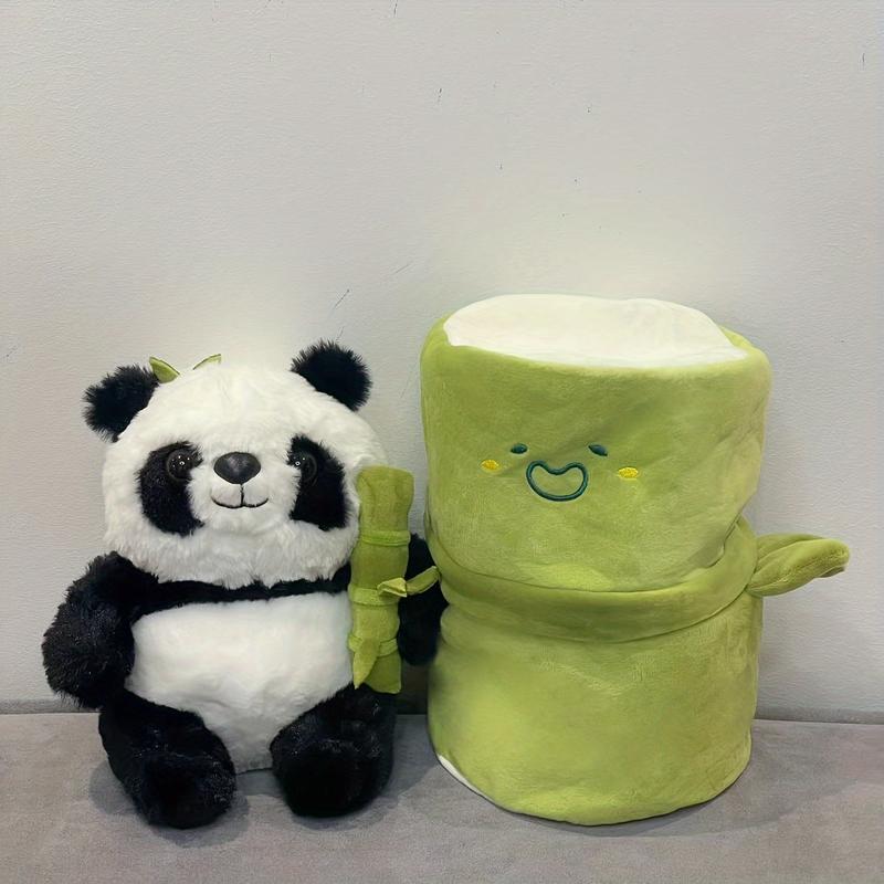 Bamboo Panda Plush Toy Panda In Bamboo Tube Panda Hugging Bamboo Doll