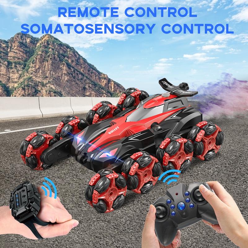 8-wheel 2.4GHZ Remote Control Drift Stunt Car with Music and Lights, Gesture Sensing Climbing Car, Music Spray Stunt Car