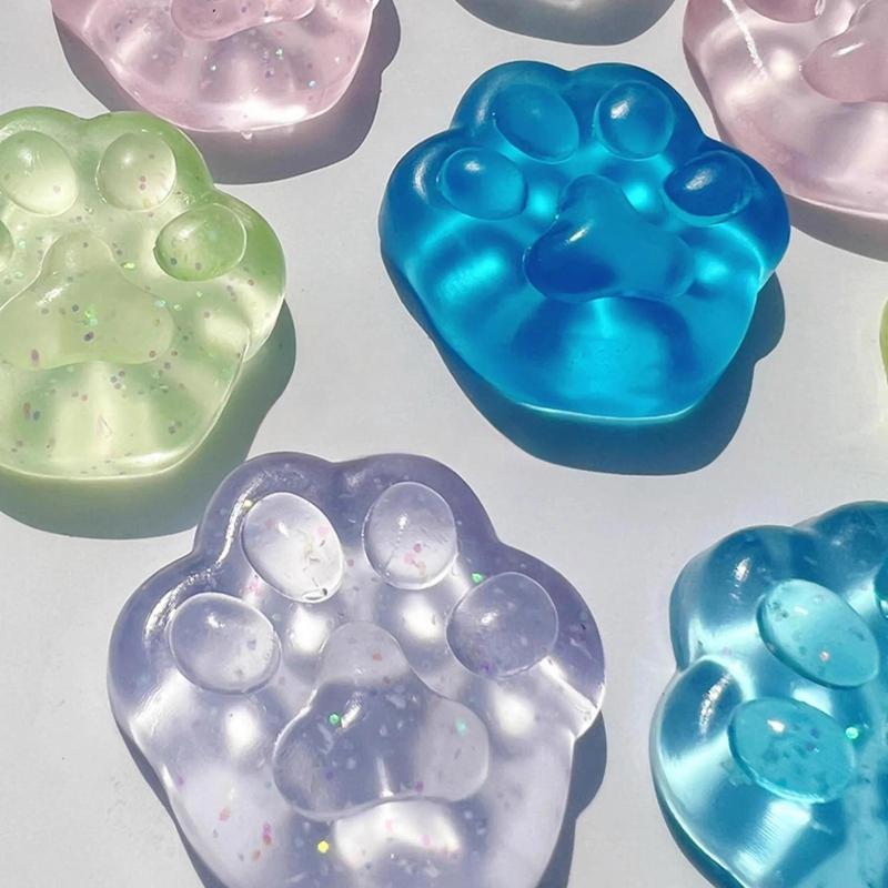 set Jelly Cat Claw Soft Stress Relief Toy Cat Paw Sticky Squeeze Toy Relaxing sticky squishy Transparent Fidget Toy