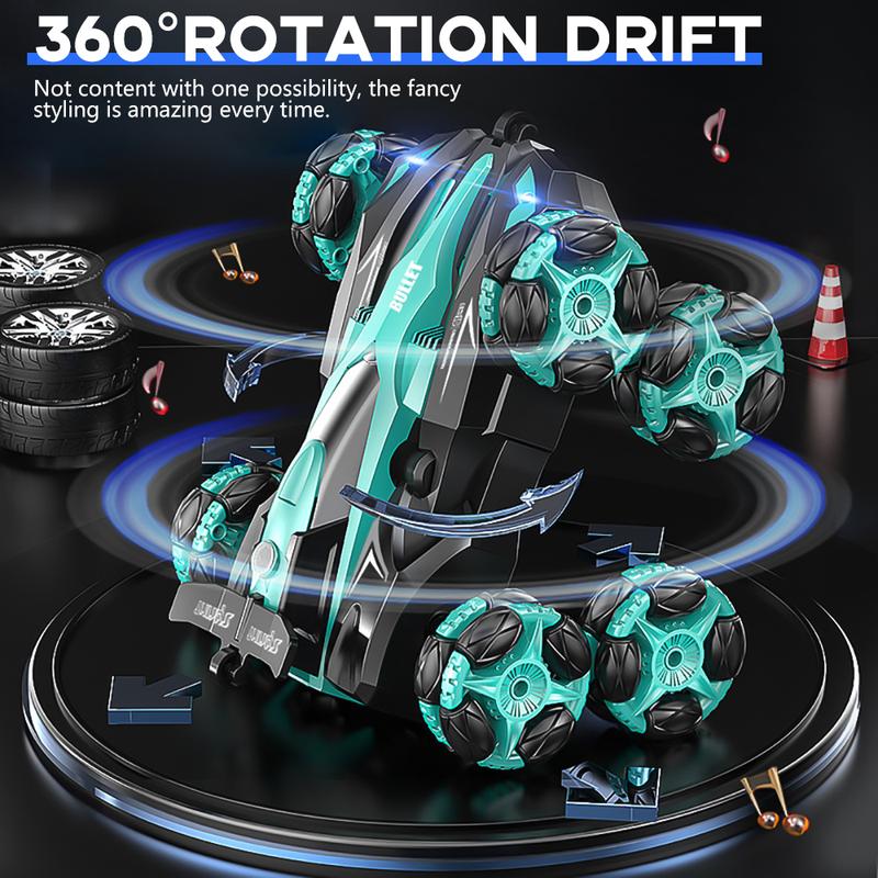 8-wheel 2.4GHZ Remote Control Drift Stunt Car with Music and Lights, Gesture Sensing Climbing Car, Music Spray Stunt Car