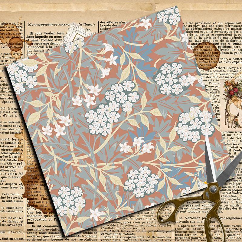 12pcs Retro Floral Pattern Material Paper, DIY Decorative Background Paper For Scrapbooking & Journal Making