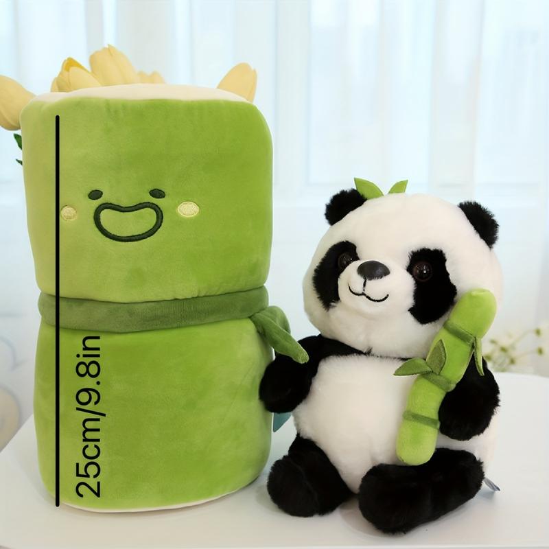 Bamboo Panda Plush Toy Panda In Bamboo Tube Panda Hugging Bamboo Doll