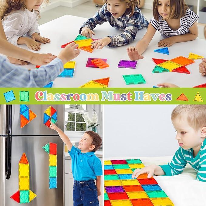 103 PCS Magnetic Building Tiles Set with Car, Magnetic Tiles Kids Toys Magnet Toys for Toddler Magnetic Blocks Building Toys Preschool Learning Sensory Montessori Toys for 3+ Year Old Boys and Girls, Safe Creativity Toddler Kids Toys, Christmas Toy Gifts