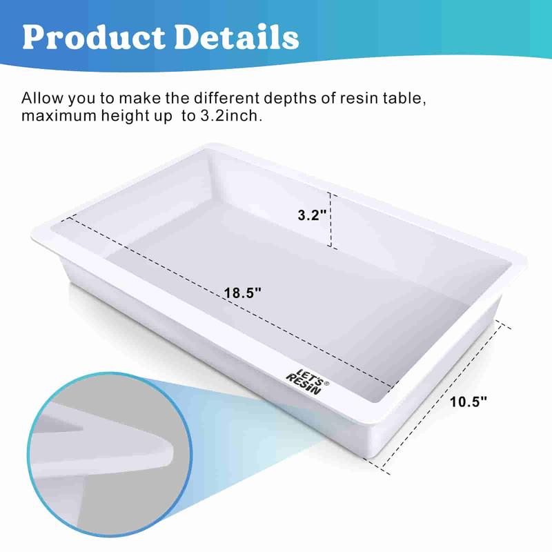 18 X 10 Inch HDPE Resin Table Molds No Seal Rectangle Form, Thick Big Silicone Molds for Epoxy Resin, Resin River Table, Large Resin Tray - LET'S RESIN