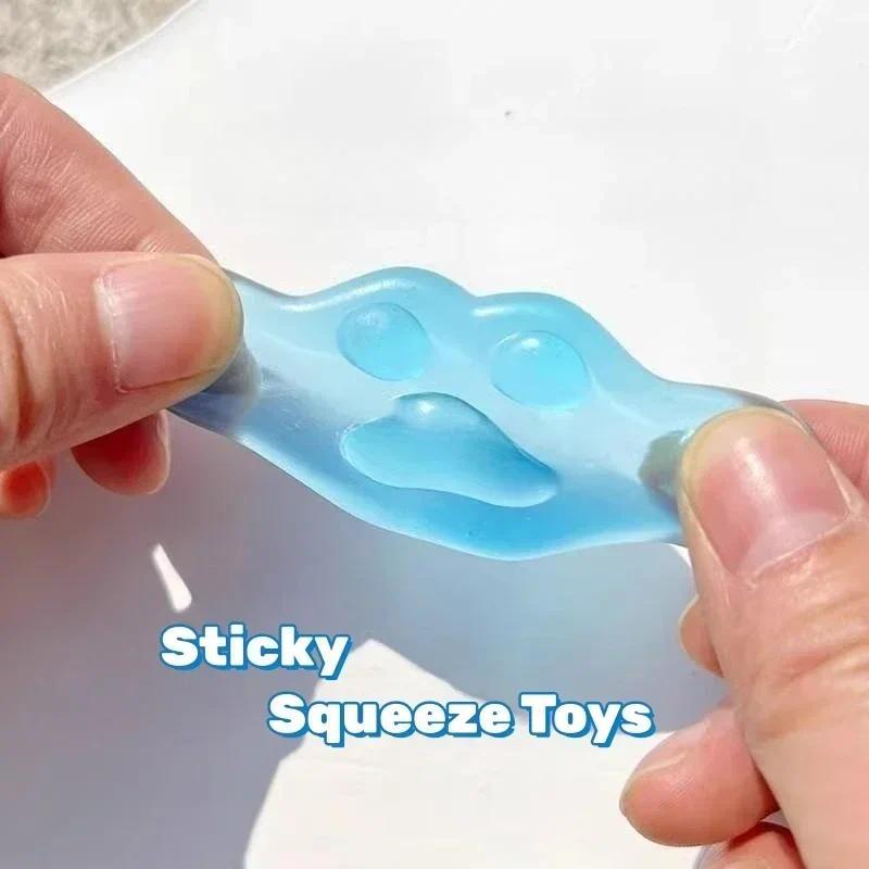 set Jelly Cat Claw Soft Stress Relief Toy Cat Paw Sticky Squeeze Toy Relaxing sticky squishy Transparent Fidget Toy