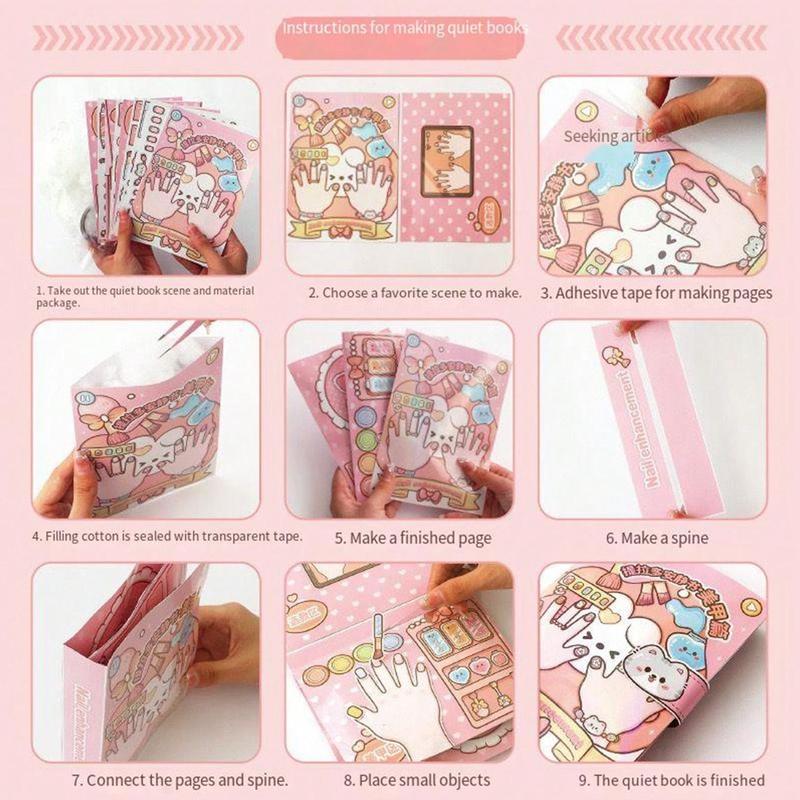 Cute Cartoon Sticker Book, 1 Set Nail Art Sticker Book, Scene Collage Material DIY Material Pack, Office Stationery & Supplies