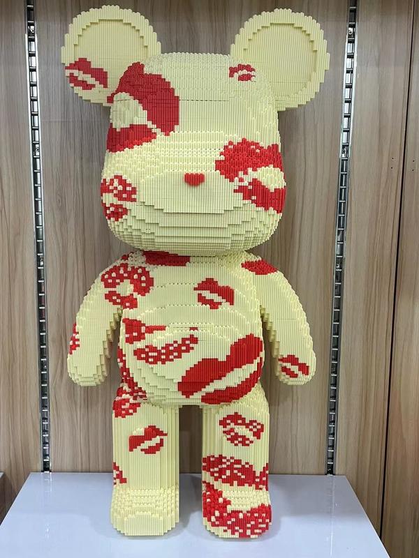 Big Red Lipstick Bear(18300pcs)-Multi color compressed link small building block series