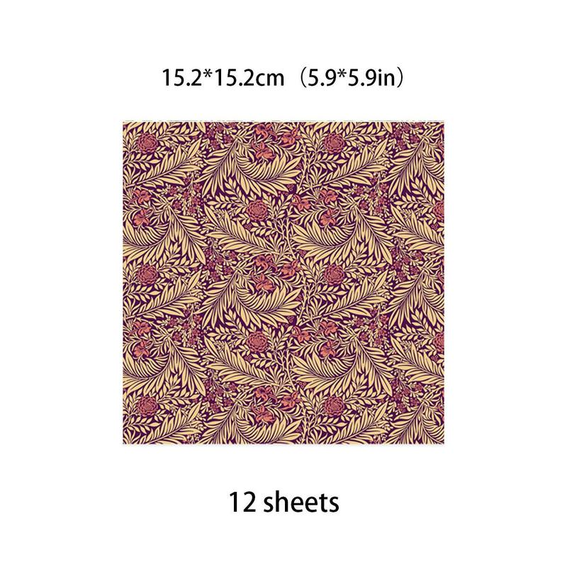 12pcs Retro Floral Pattern Material Paper, DIY Decorative Background Paper For Scrapbooking & Journal Making