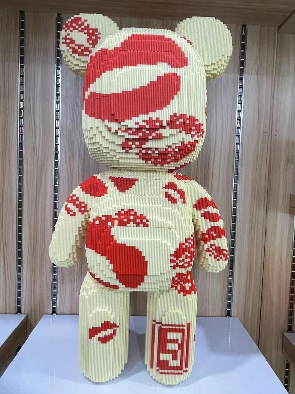 Big Red Lipstick Bear(18300pcs)-Multi color compressed link small building block series